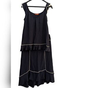 Navy tank top and hi-low midi skirt , 2 piece set, white detailing size S